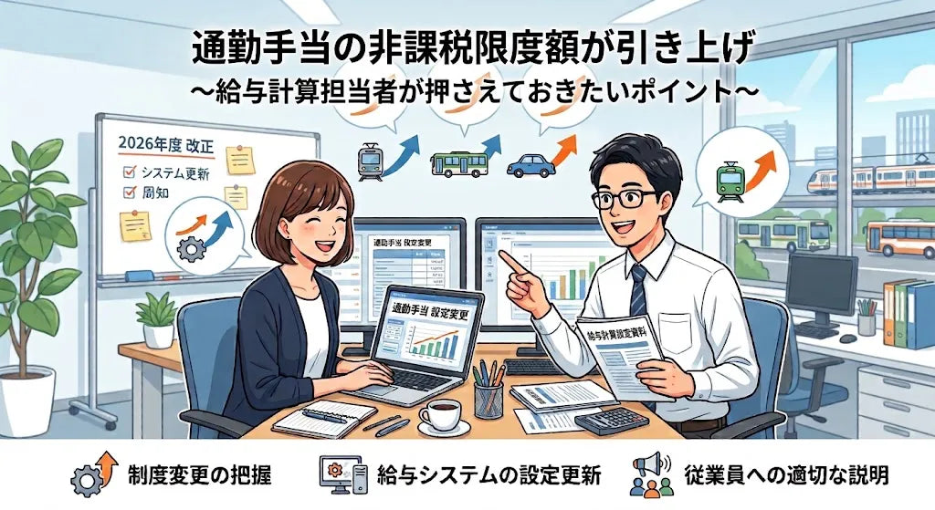 【令和8年度税制改正】通勤手当の非課税限度額が引き上げ ～給与計算担当者が押さえておきたいポイント～